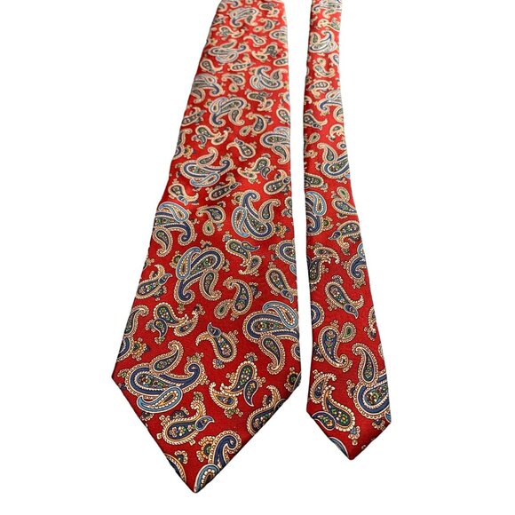 Harbourside Mens Red Paisley Necktie Made in USA Silk Tie - Picture 1 of 4
